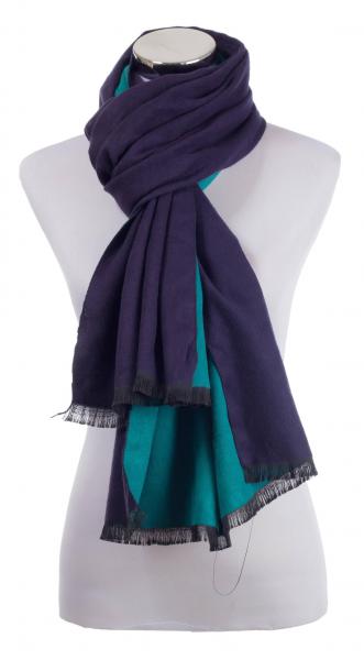 Shawl Scarf 70% Viscos 30% PES Flannel fleecy 195X65cm Melange Jacquard Uni-Color Blue Green